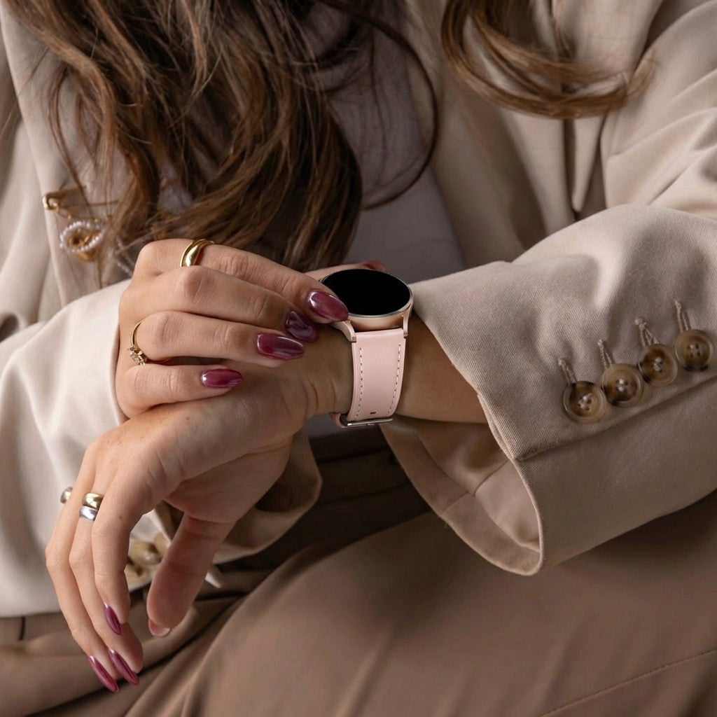 Bracelet cuir 'One Push' Samsung Galaxy Watch 7 - 40mm (rose clair)