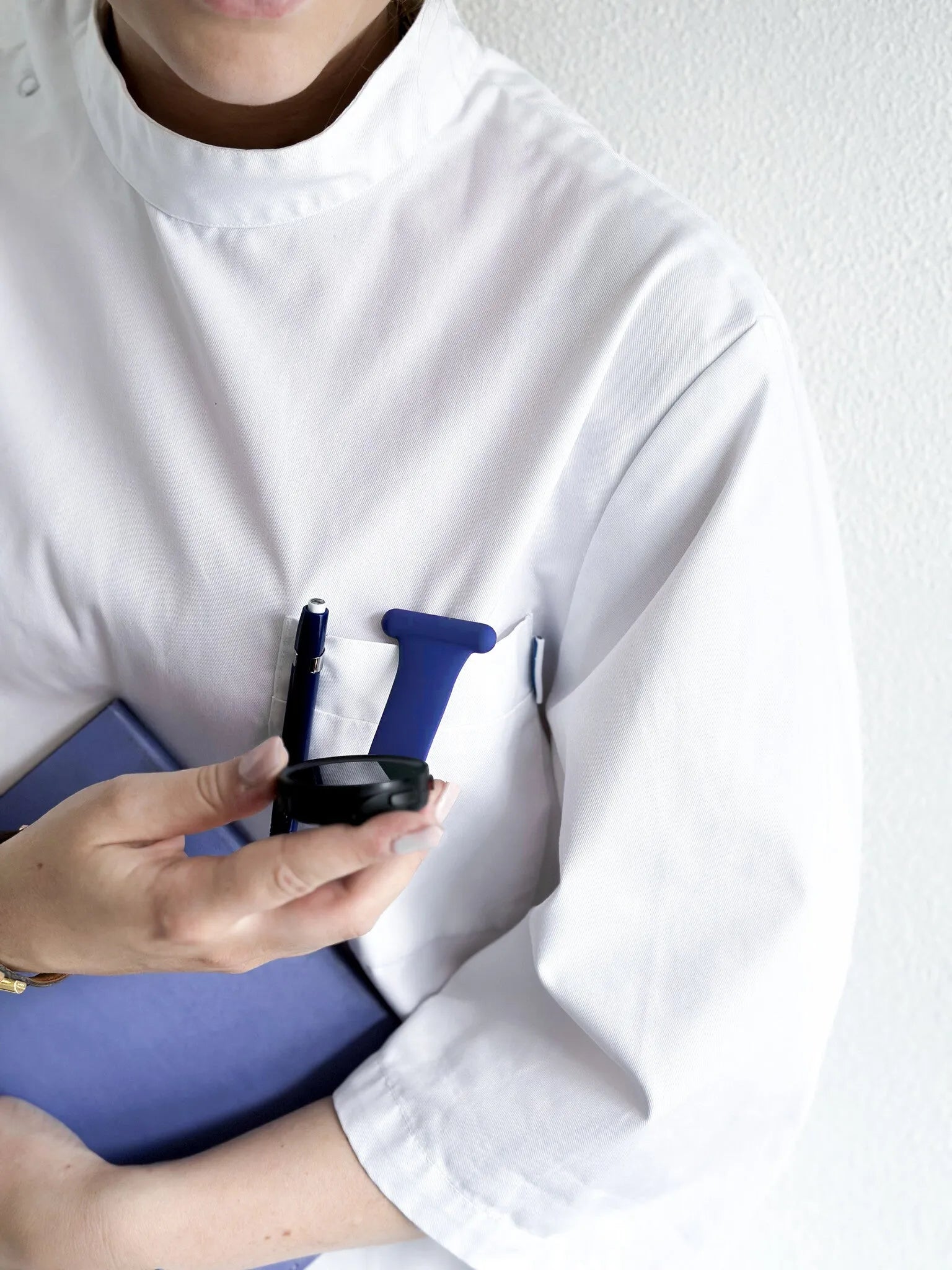 Silicone Nurse Fob, dark blue, lifestyle photo