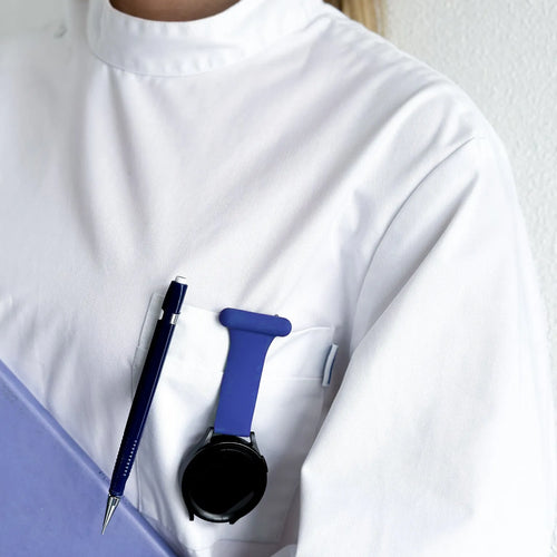 Silicone Nurse Fob, dark blue, lifestyle photo