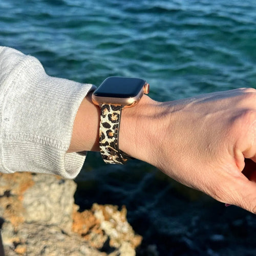 Bracelet cuir Apple Watch (léopard)