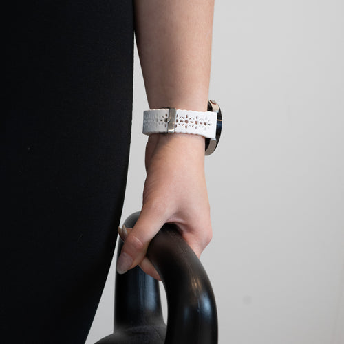 Patterned Silicone Strap, white, lifestyle photo