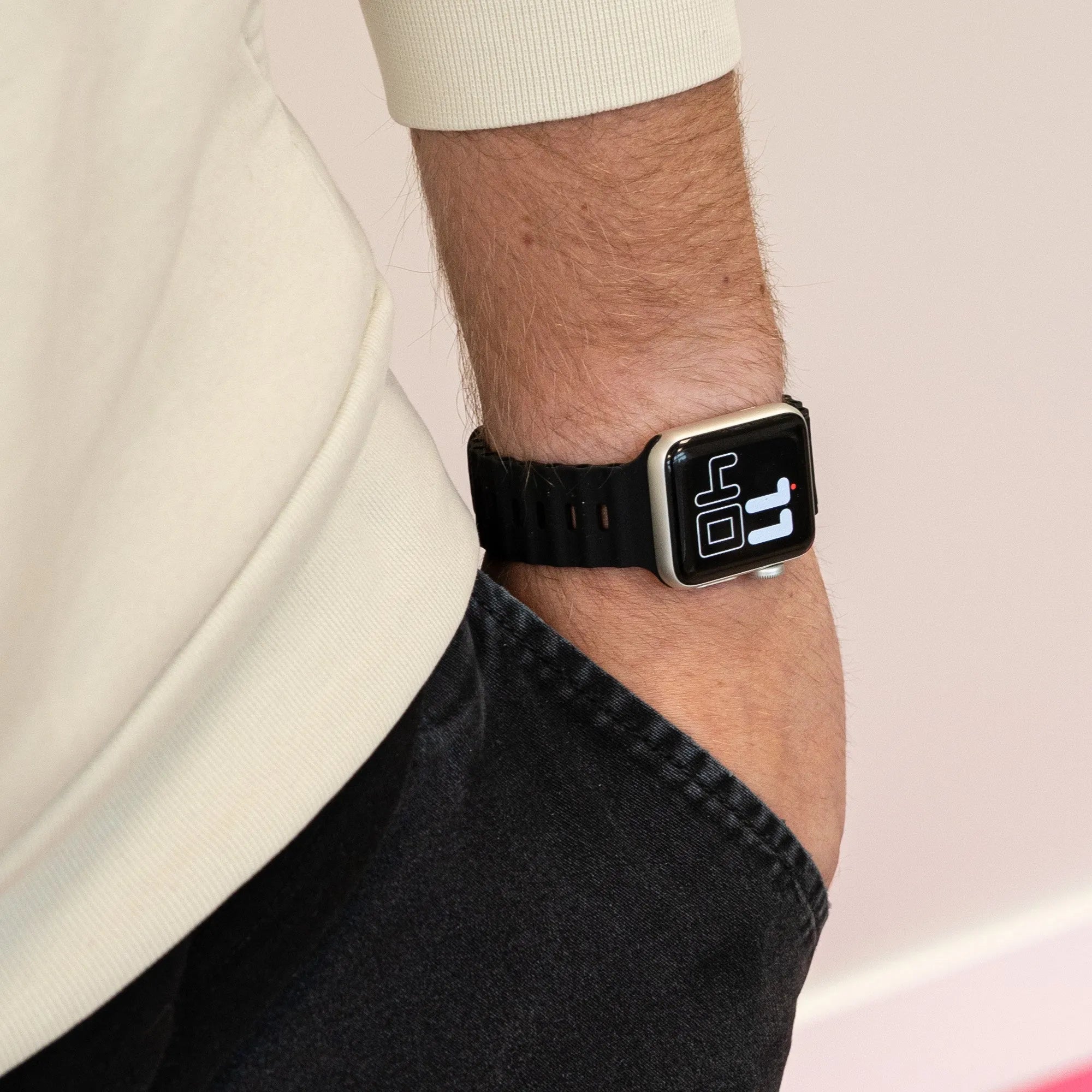Bracelet Ocean Apple Watch avec fermeture à pression (noir)