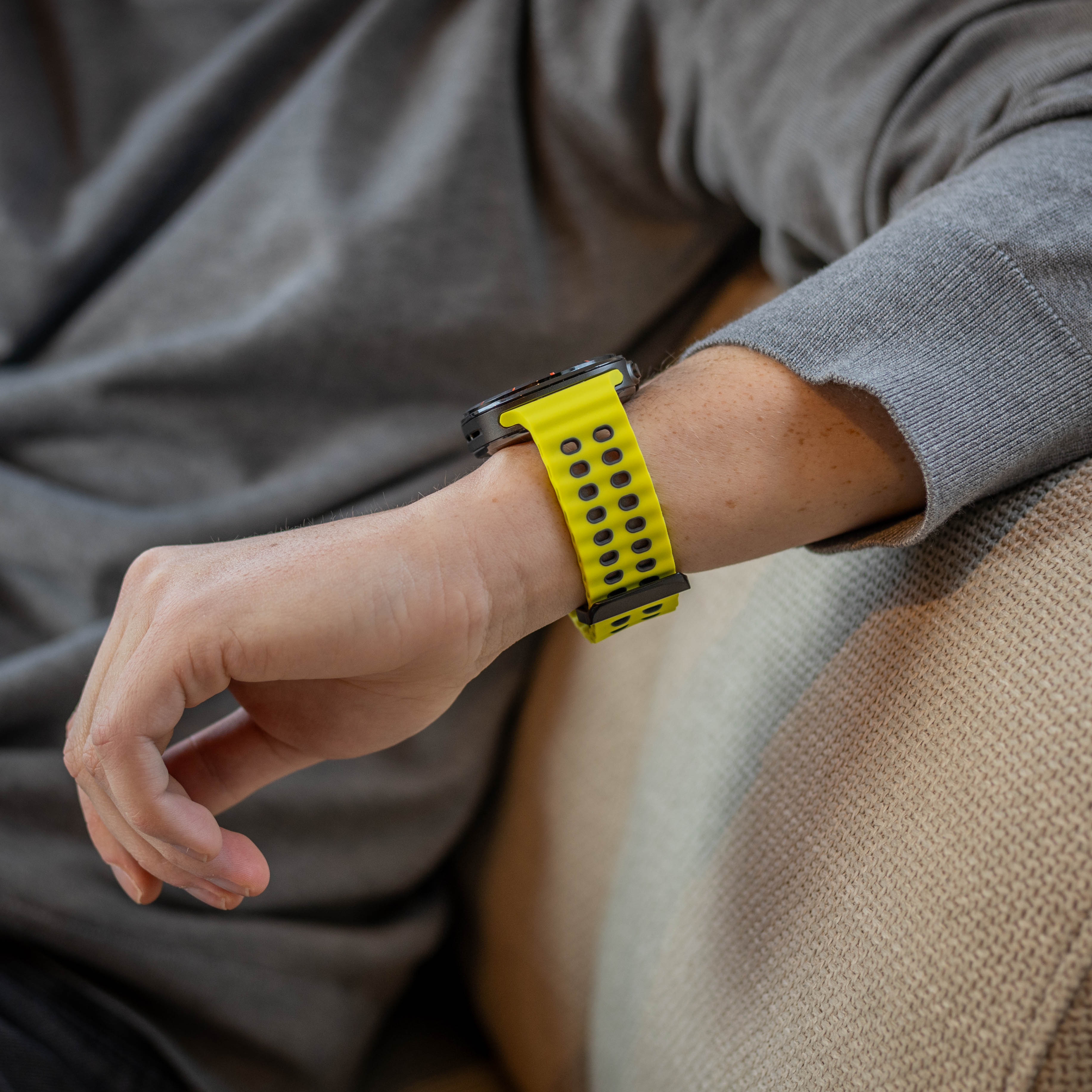 Samsung Galaxy Watch Ultra 2 Wave Silicone Strap Duo (Lime/Dark Grey)