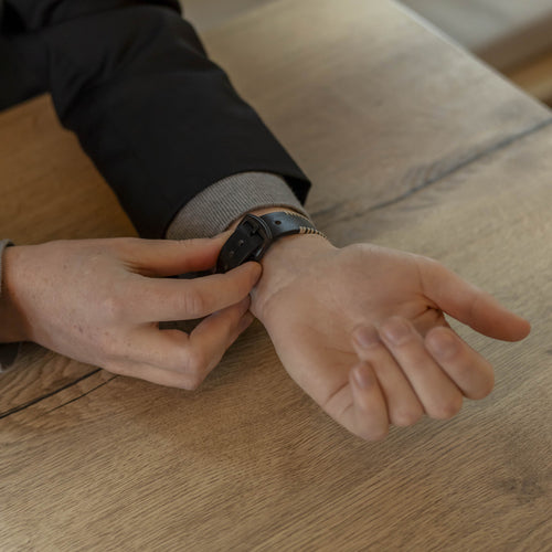 Bracelet cuir cousu Huawei Watch GT 6 46mm (noir)