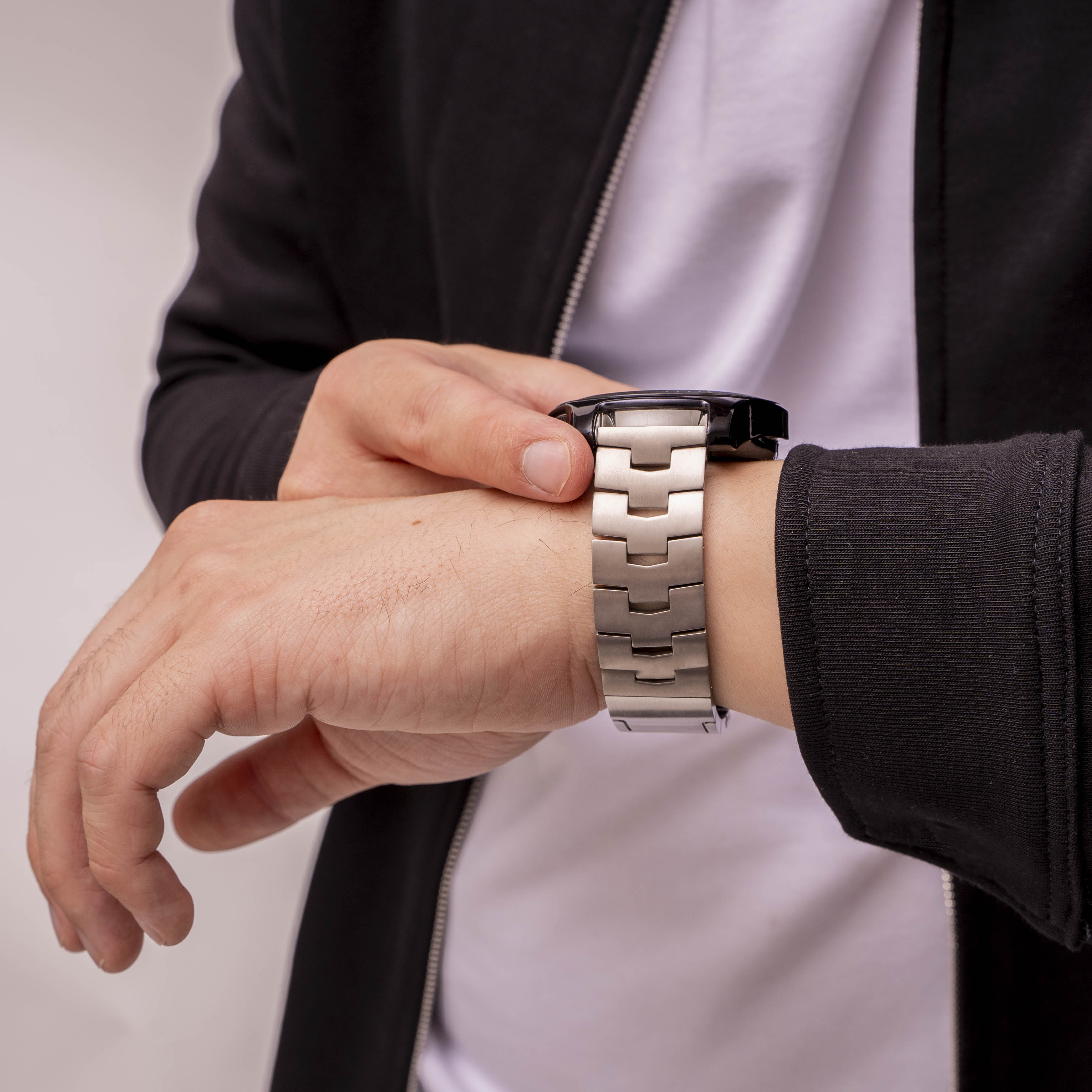 Bracelet titane grain (fermoir plat) Xiaomi Mi Watch (argent)