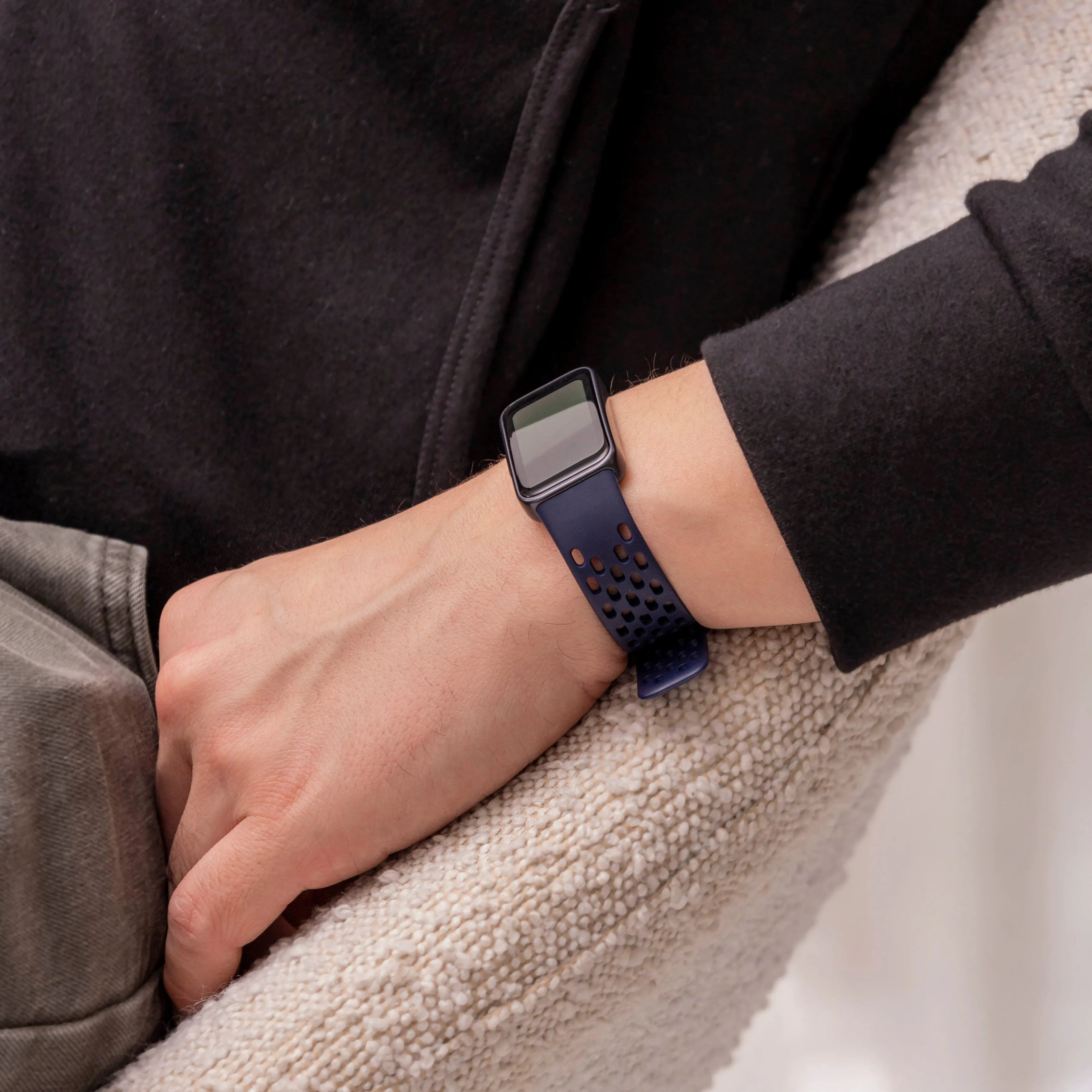Breathable Silicone Strap, dark blue, lifestyle photo
