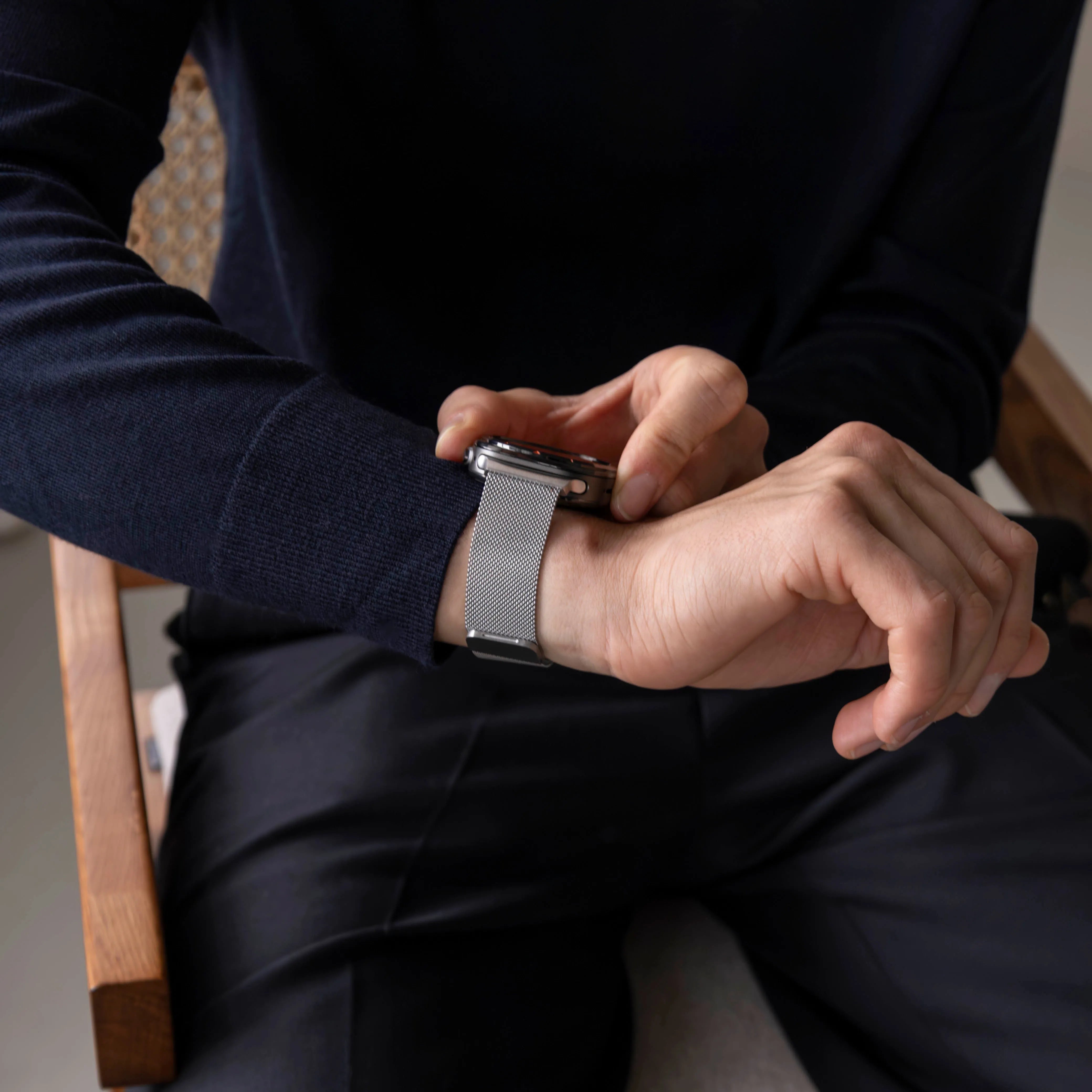 Milanese Loop Strap, silver, lifestyle photo