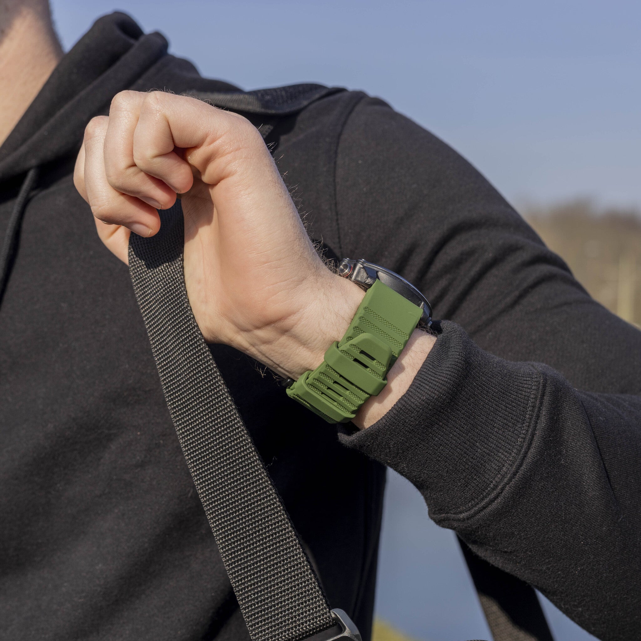 Bandz Bracelet silicone à boucle Garmin D2 Bravo (vert foncé)