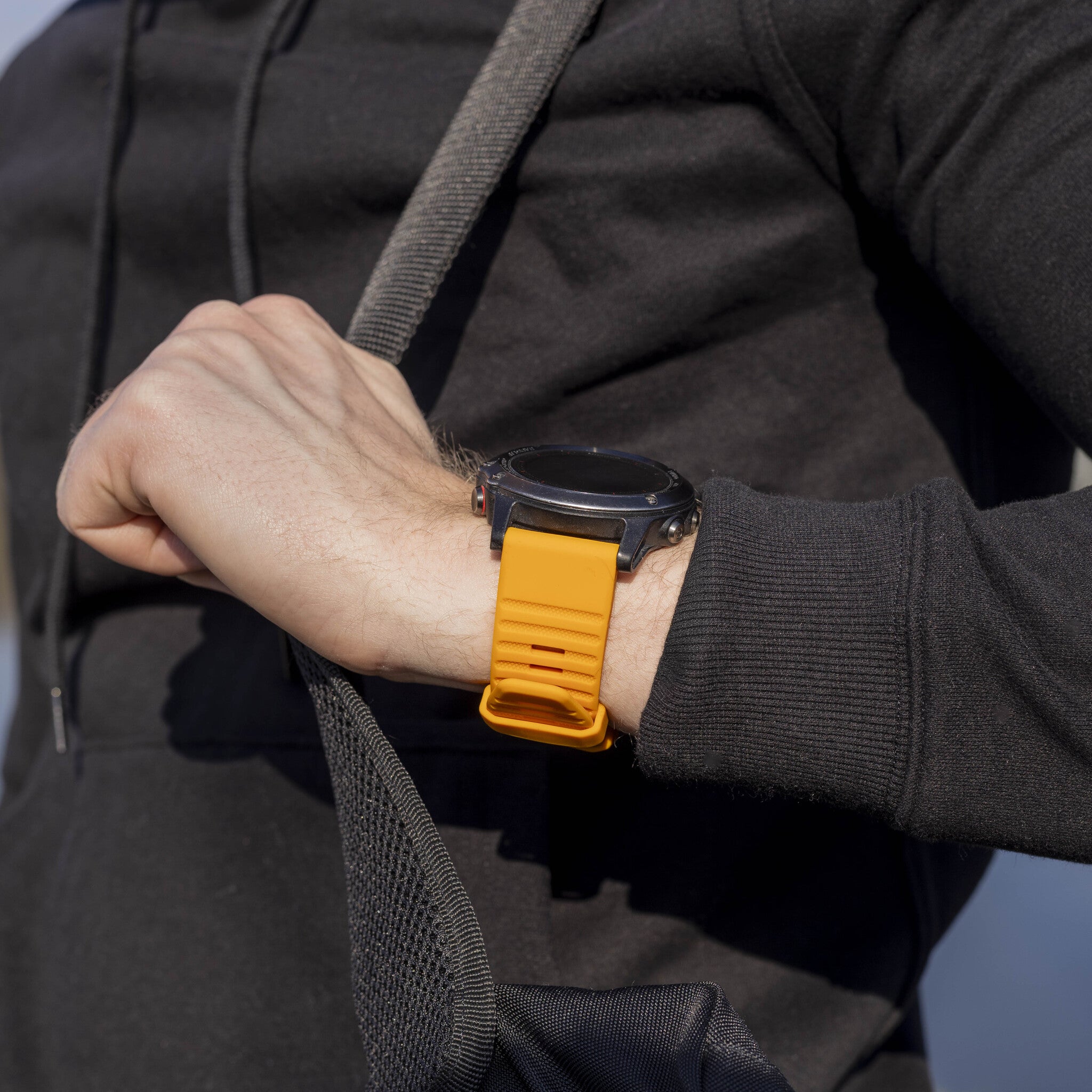 Bandz Bracelet silicone avec boucle Garmin Approach S70 - 47mm (orange)