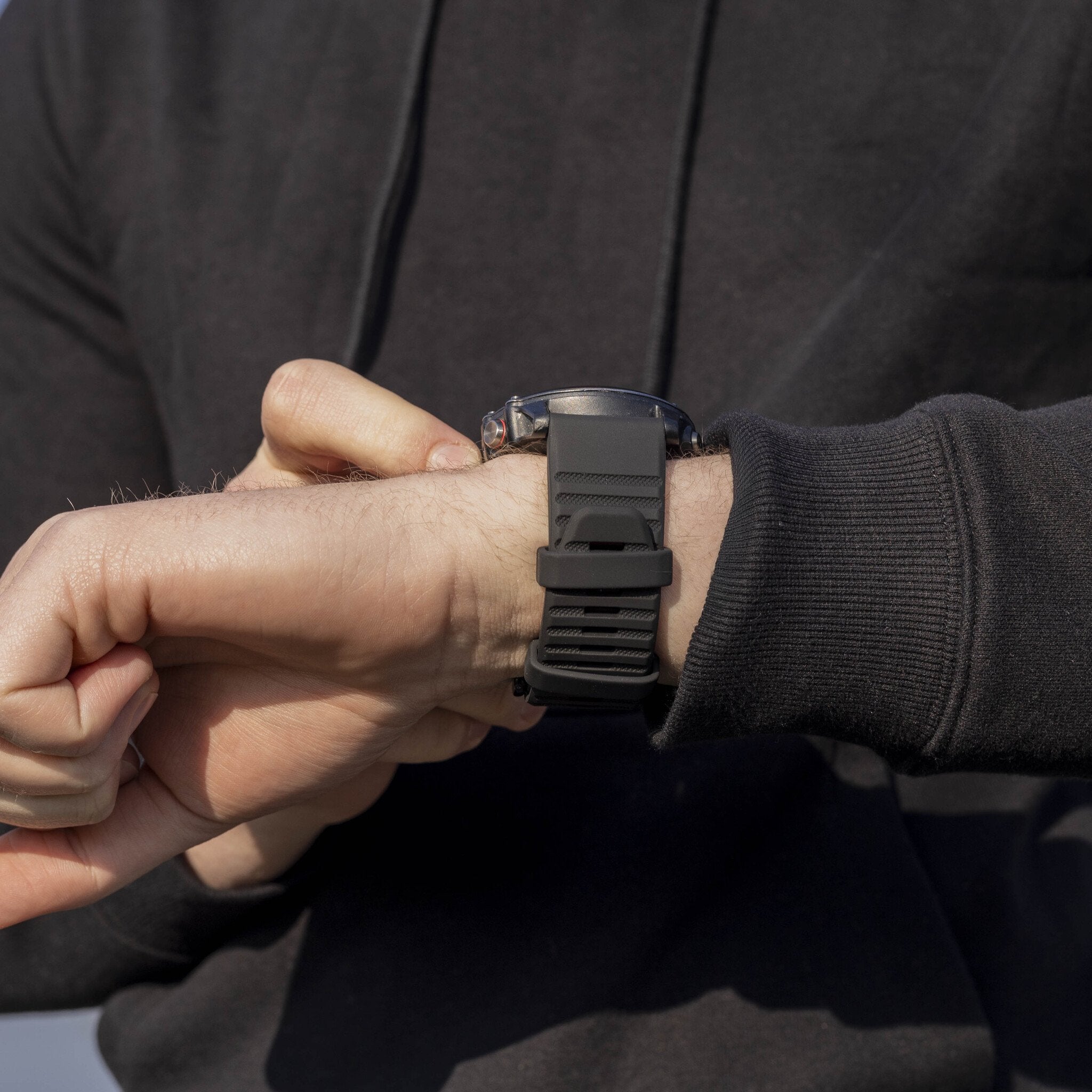 Bandz Bracelet silicone avec boucle Garmin Descent MK2(i) (noir)