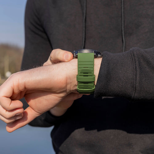 Bandz Bracelet en silicone avec boucle Garmin Quatix 3 / 6x / 7x Solar (vert foncé)