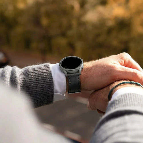 Bandz Bracelet cuir 'Deluxe' Garmin Venu SQ (noir)