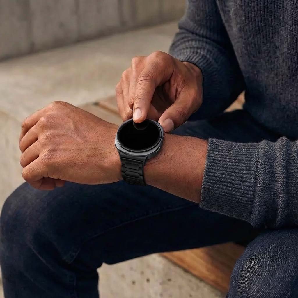 Bandz Bracelet titane 'Deluxe' Samsung Galaxy Watch 8 Classic (noir)