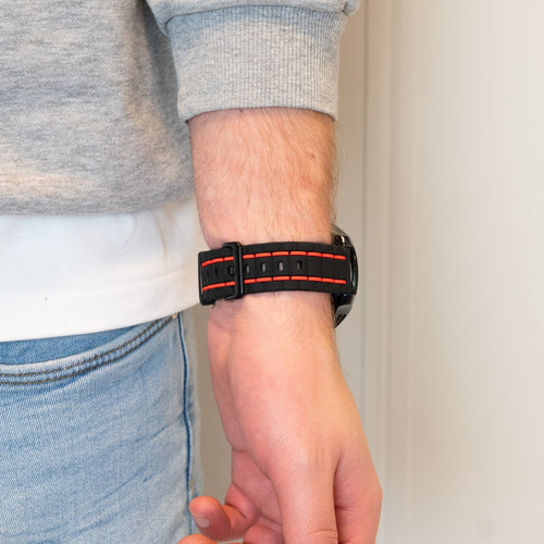 Bandz Bracelet sportif rayé Samsung Gear S3 (noir/rouge)