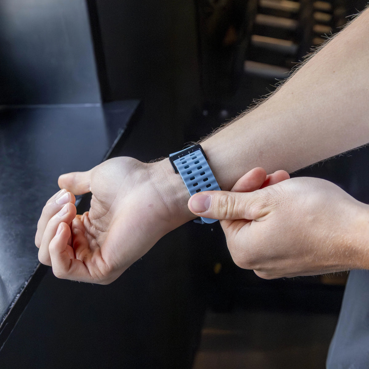Silicone Ocean Strap, grey-blue, lifestyle photo