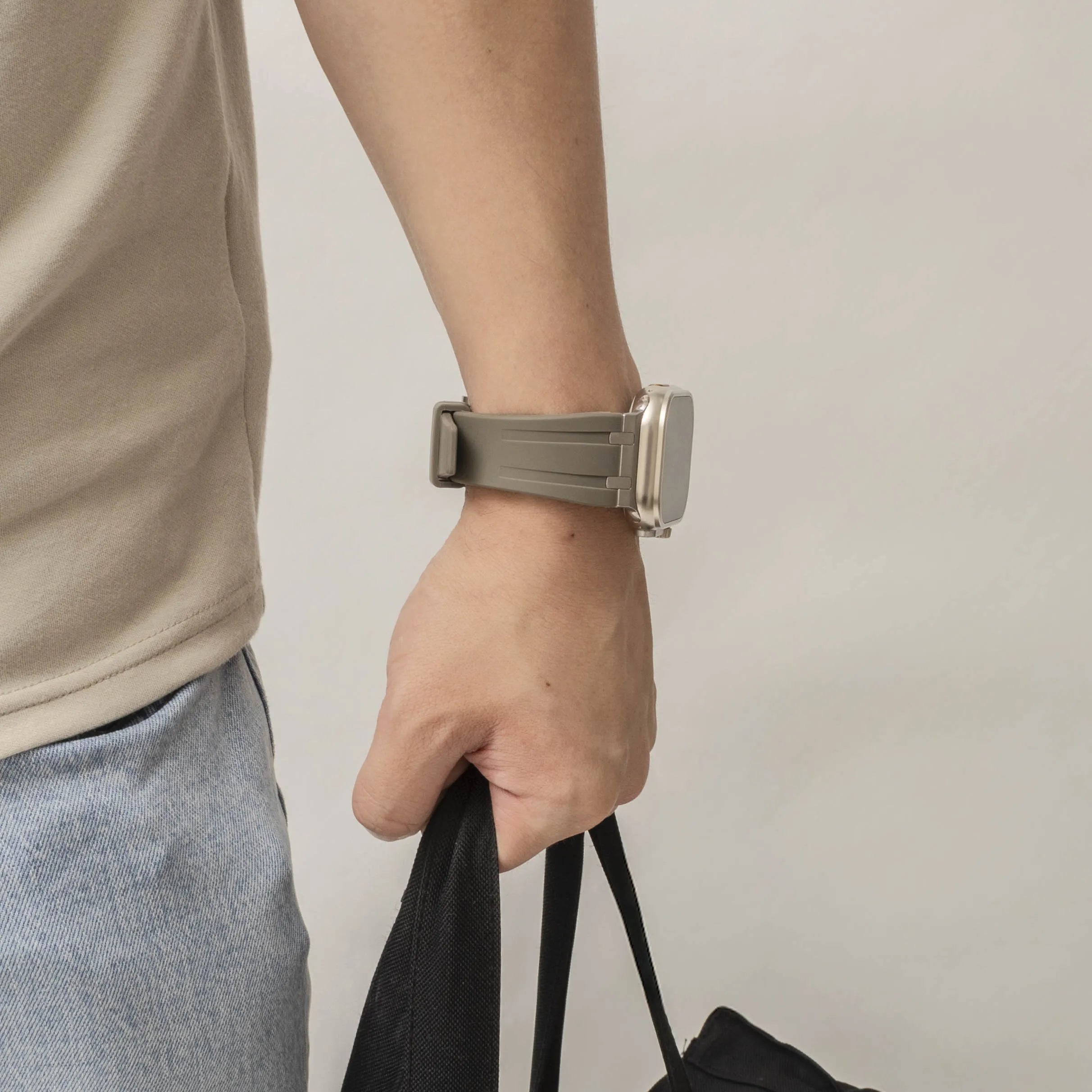 Bandz Bracelet silicone 'Luxe Liquid' Apple Watch (marron/argent)