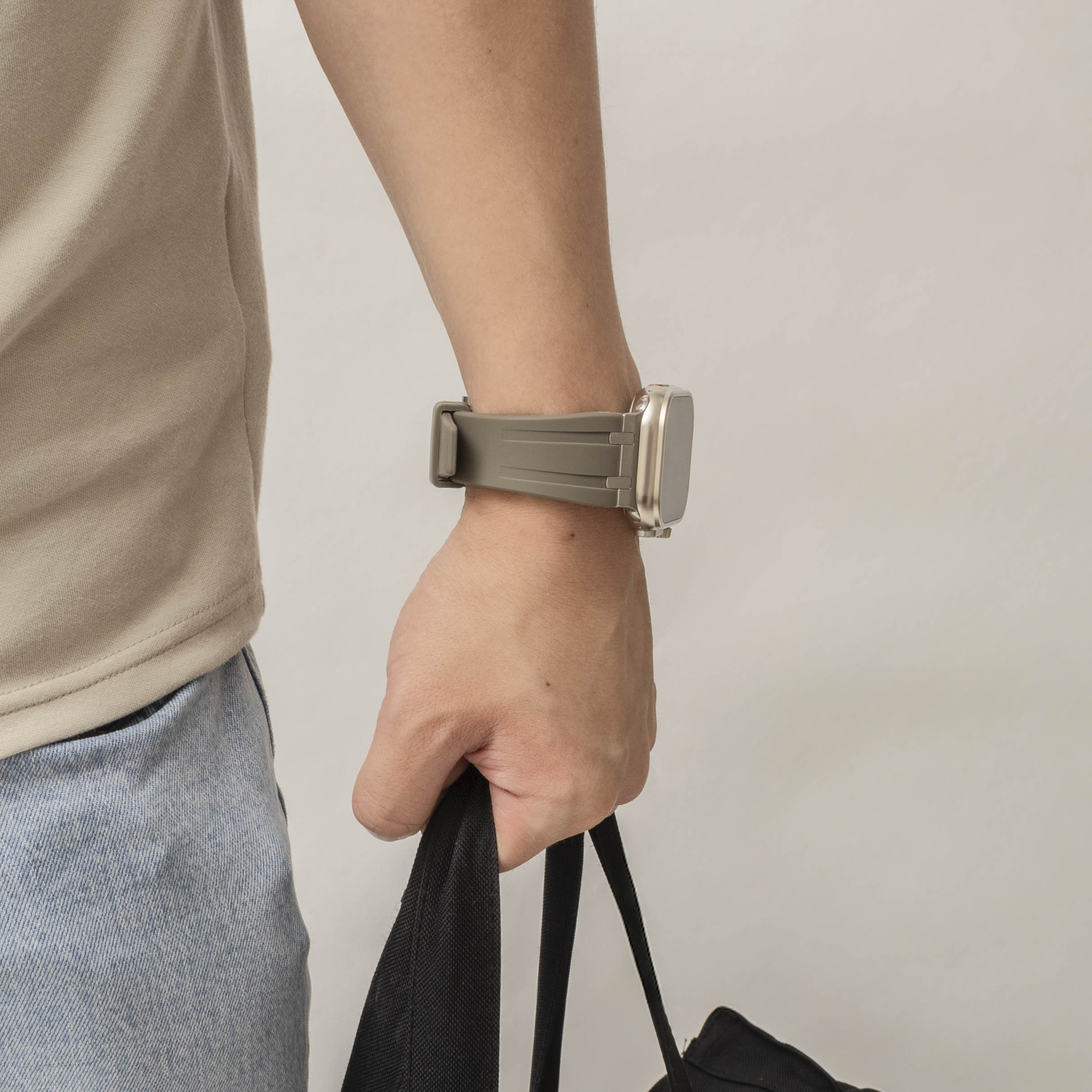 Bandz Bracelet silicone 'Luxe Liquid' Apple Watch Ultra (marron avec titane)