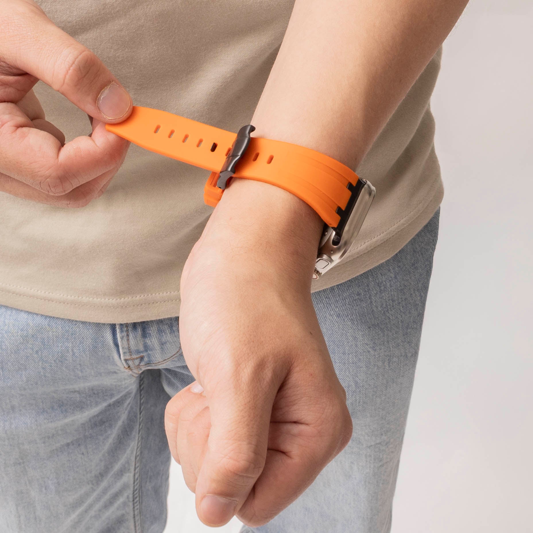Apple Watch Ultra Luxury Liquid Silicone Strap (Orange/Black)