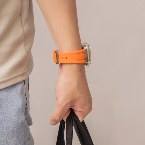 Bandz Bracelet silicone 'Luxe Liquid' Apple Watch (orange avec argent) 