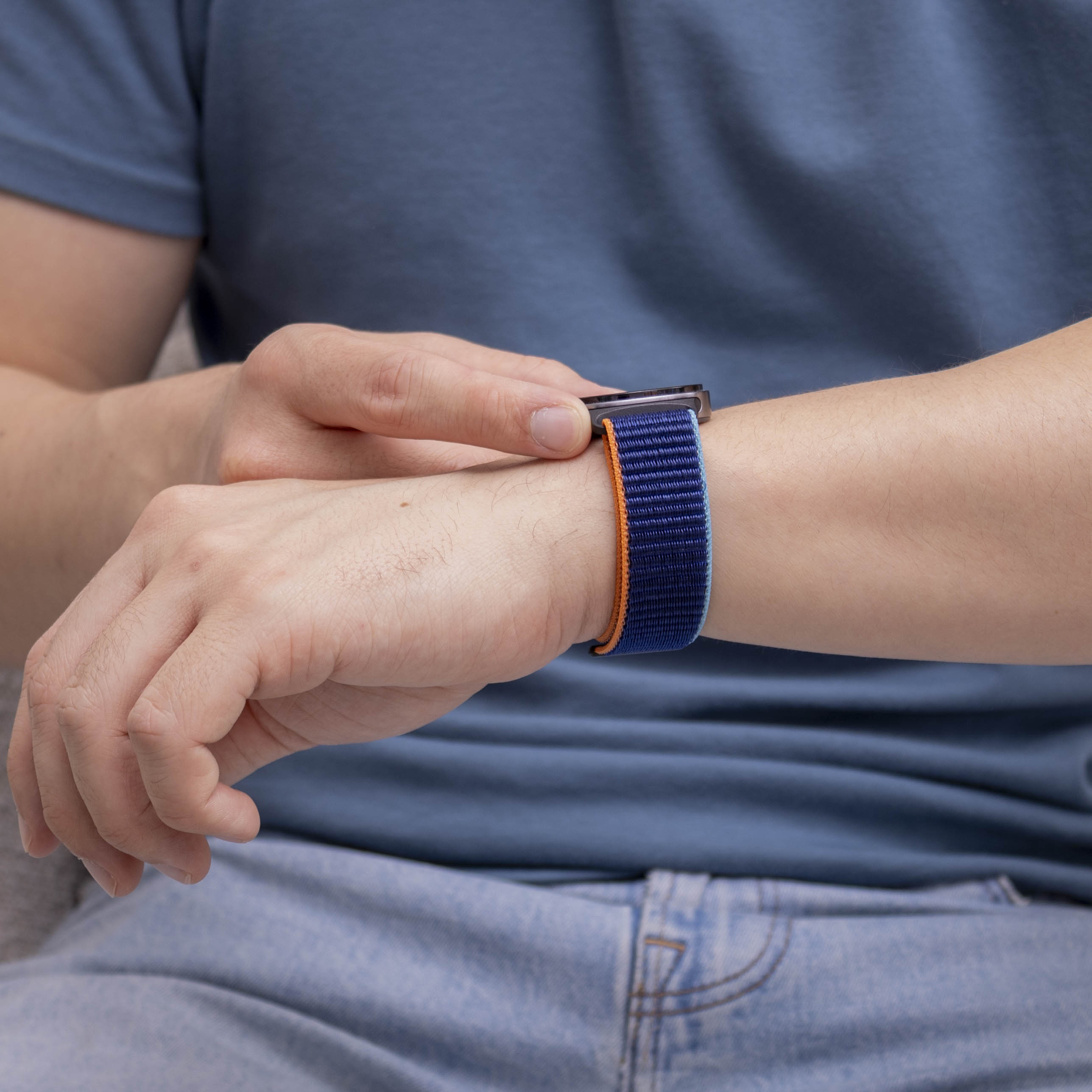 Bracelet nylon Samsung Galaxy Watch 8 - 44mm (bleu foncé mix)