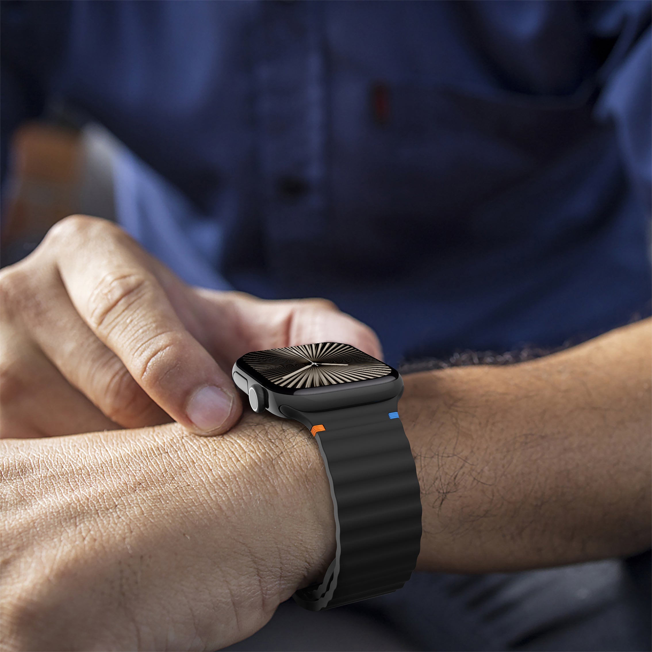 Bracelet silicone ondulé Apple Watch Ultra (noir)