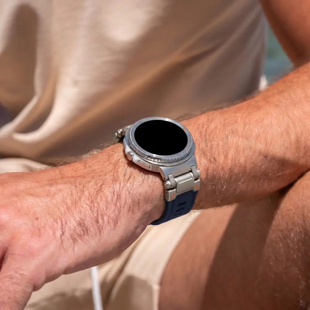 Samsung Galaxy Watch 8 Classic 'Explorer' Silicone Strap (Blue with Titanium)