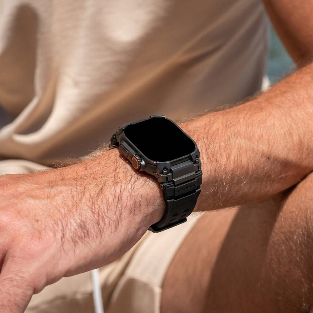 Apple Watch Ultra 'Four Claw' Silicone Strap (Black with Black)