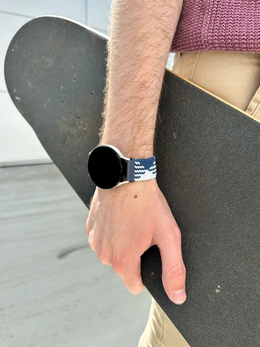 Nylon Adjustable Braided Strap, blue/white, lifestyle photo