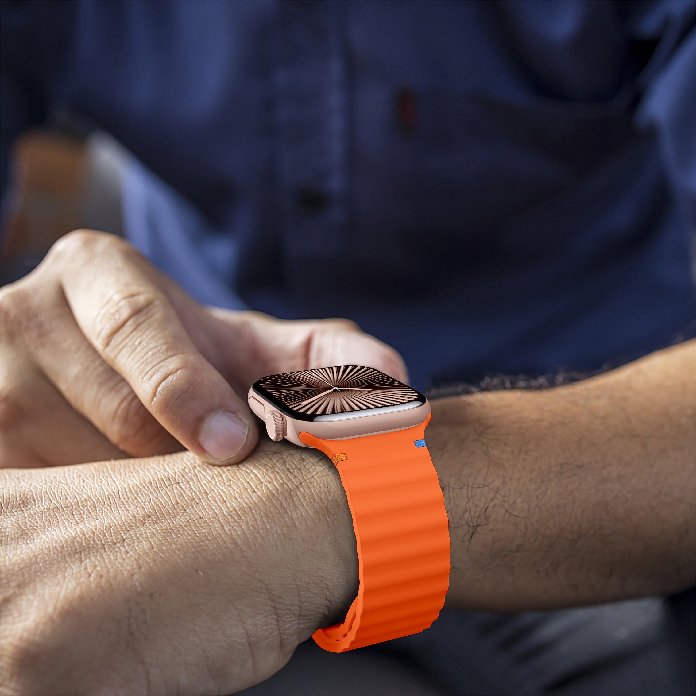 Bracelet silicone ondulé Apple Watch Ultra (orange)