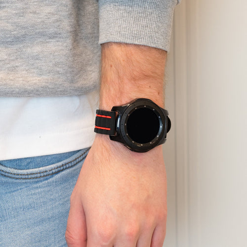 Bandz Bracelet sport rayé Huawei Watch GT 5 Pro 46mm (noir/rouge)