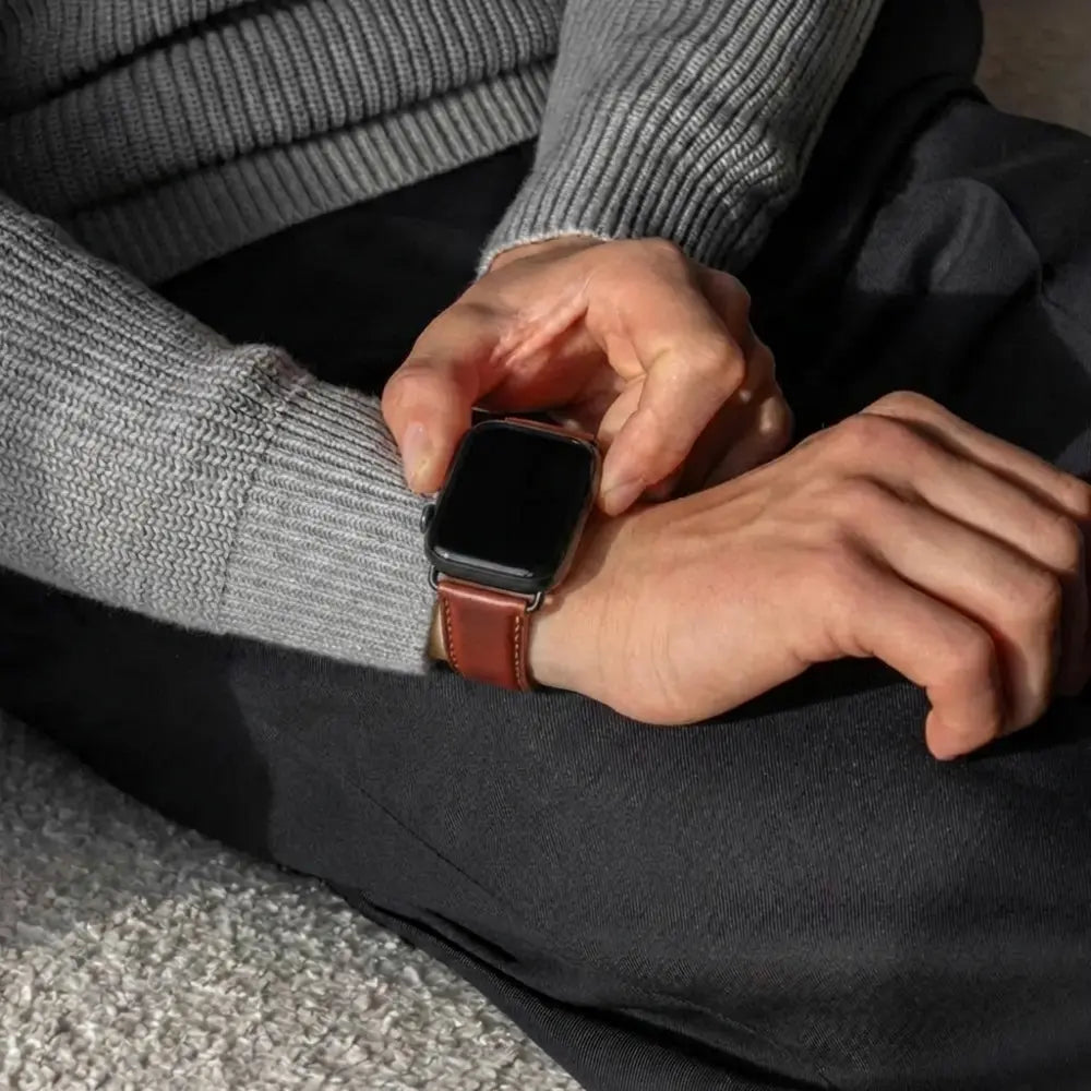 Bracelet cuir Apple Watch Ultra (rouge-marron)