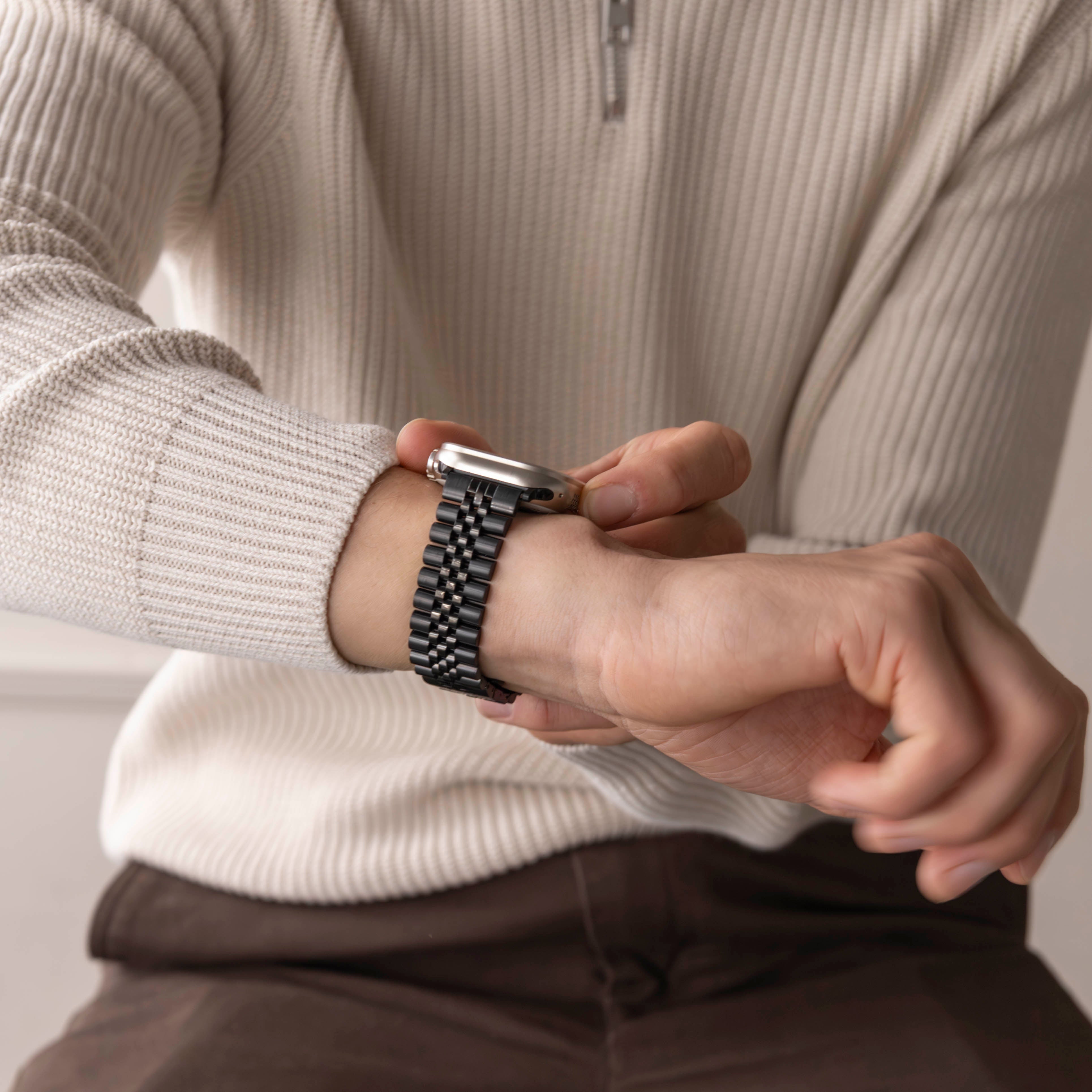Bracelet acier Jubilee Apple Watch Ultra (noir)