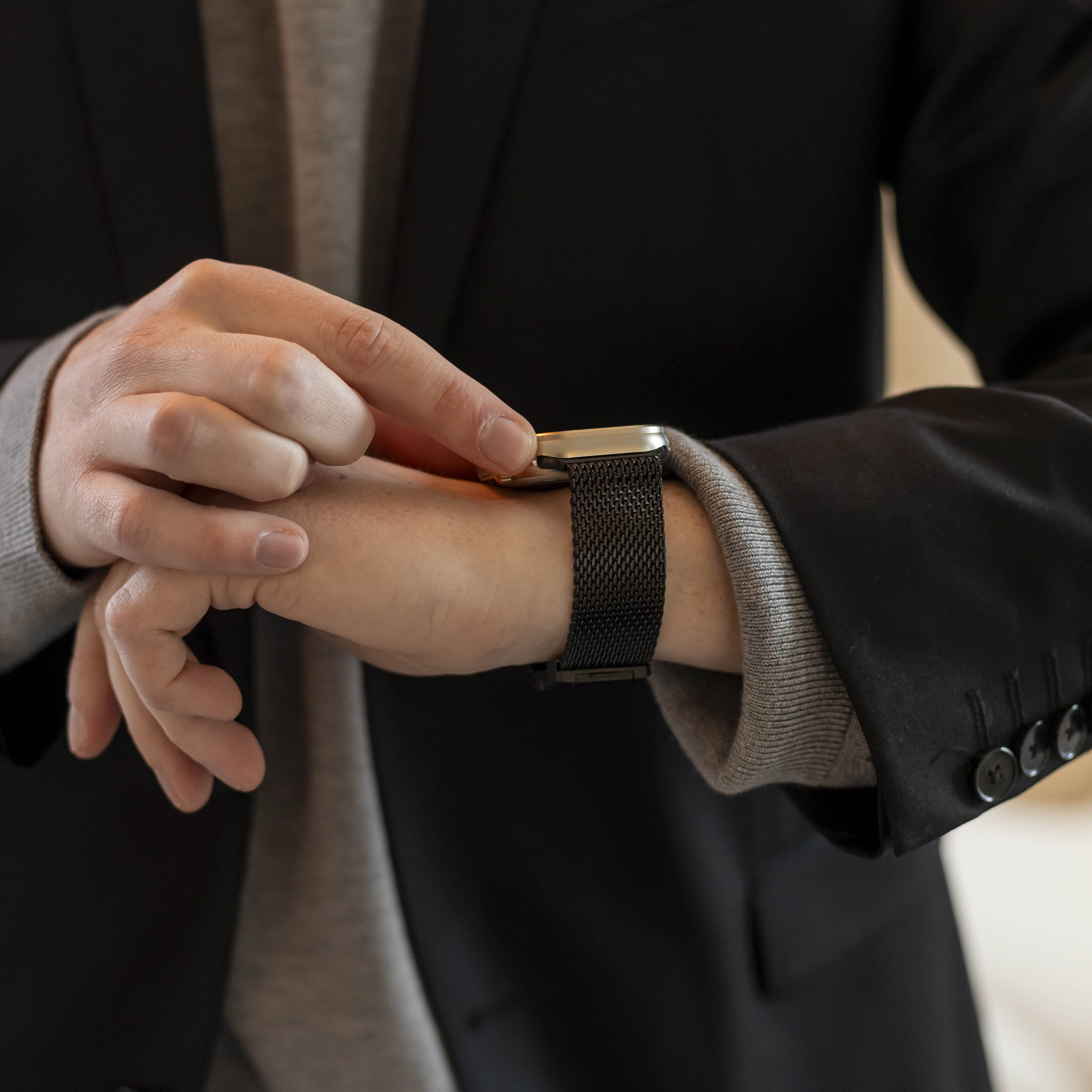 Bandz Bracelet milanais boucle en P Apple Watch Ultra (noir)