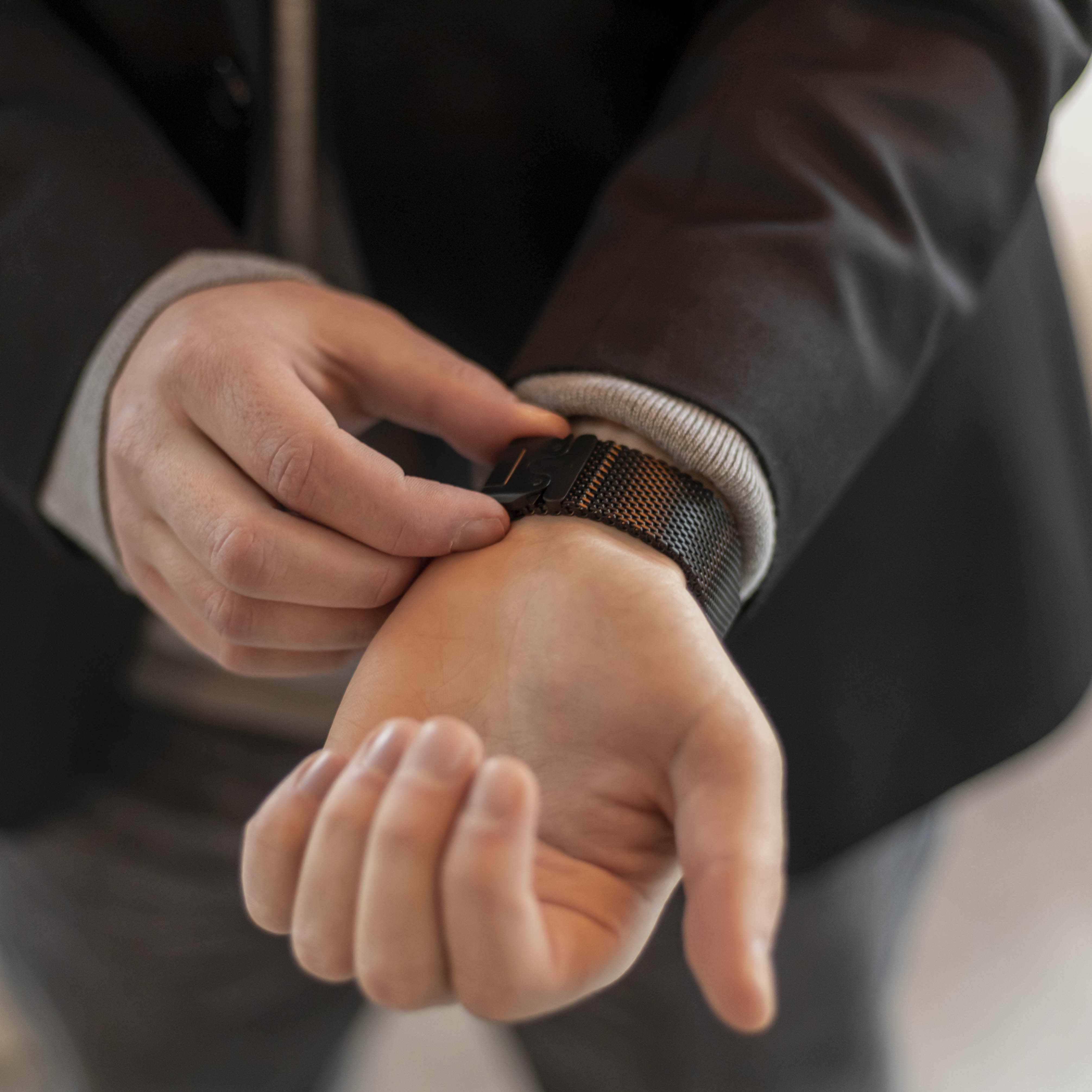 Bandz Bracelet milanais boucle en P Apple Watch Ultra (noir)