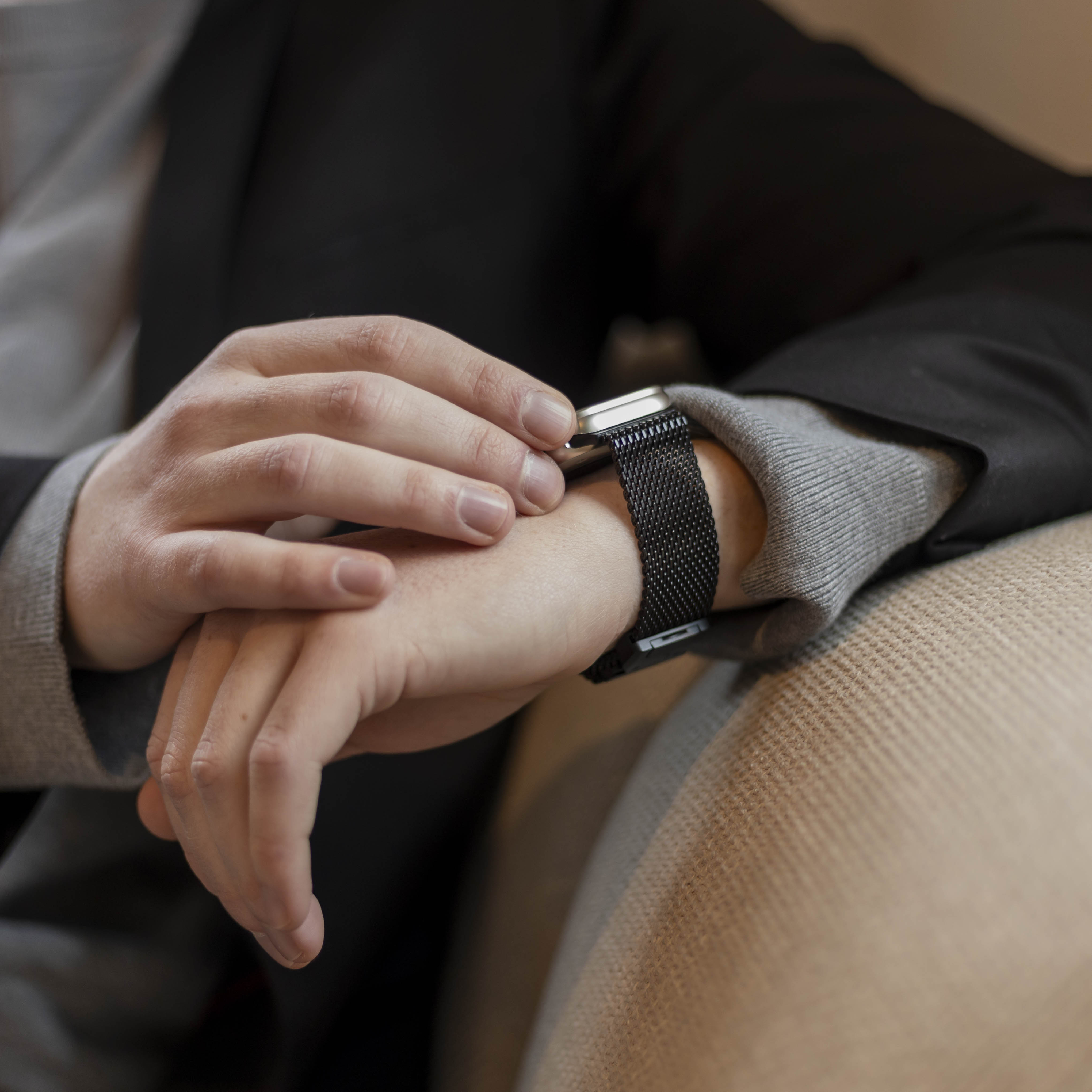 Bandz Bracelet milanais boucle en P Apple Watch Ultra (noir)