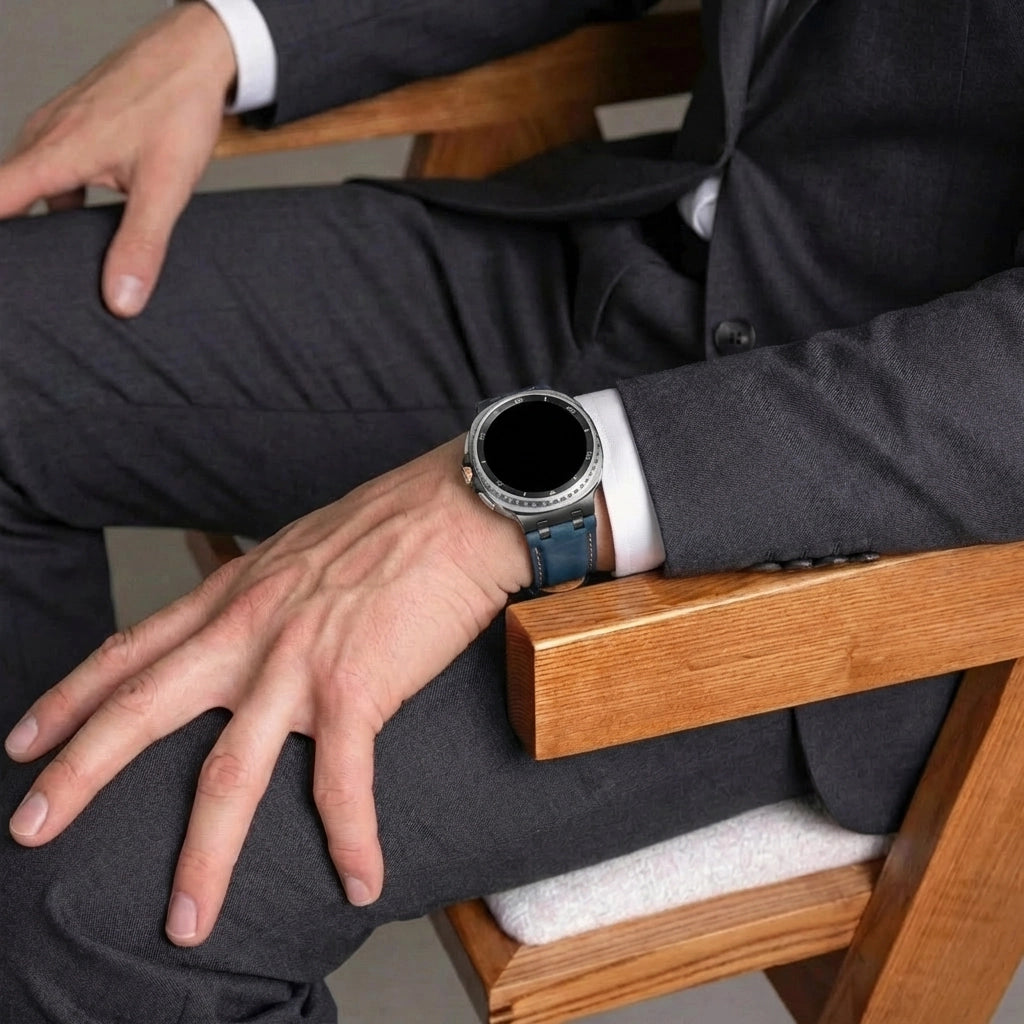 Bracelet cuir solide Samsung Galaxy Watch Ultra (bleu foncé)