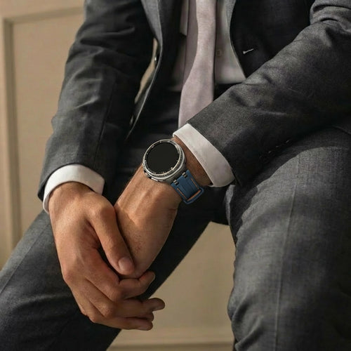 Bracelet cuir solide Samsung Galaxy Watch 8 Classic (bleu foncé)