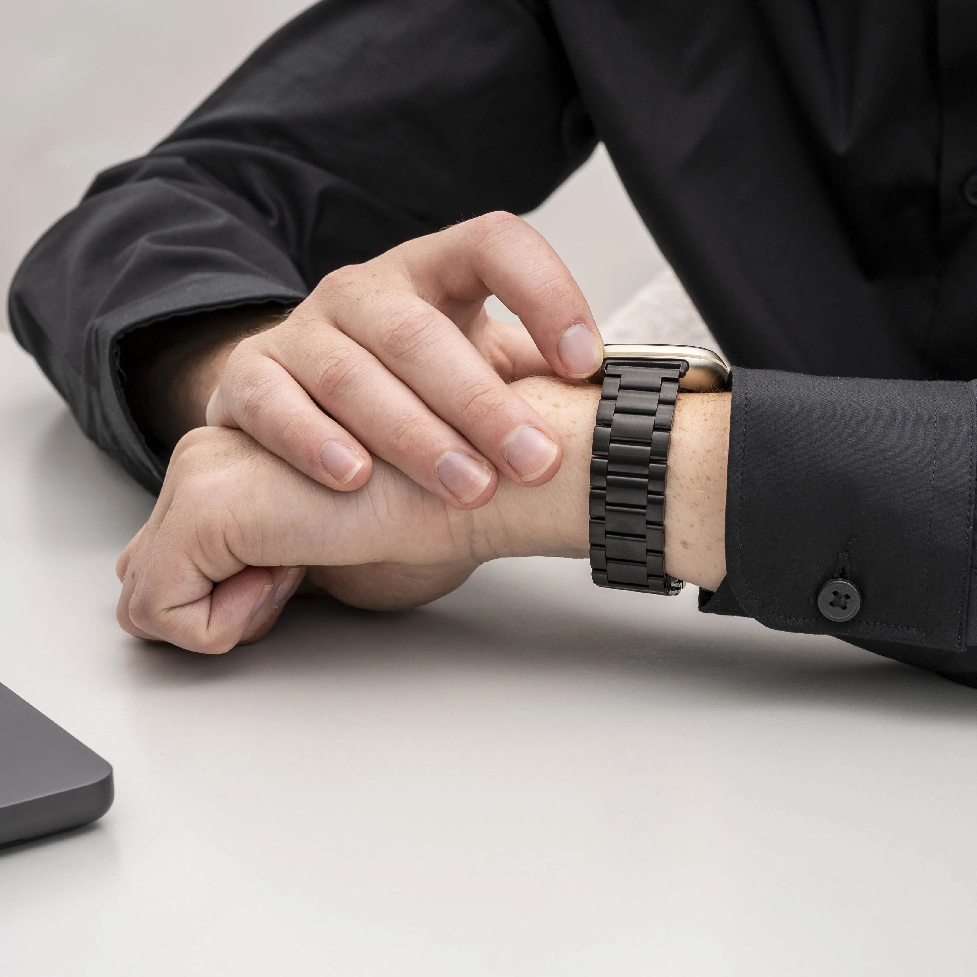 Bracelet acier Fitbit Sense 2 (noir)