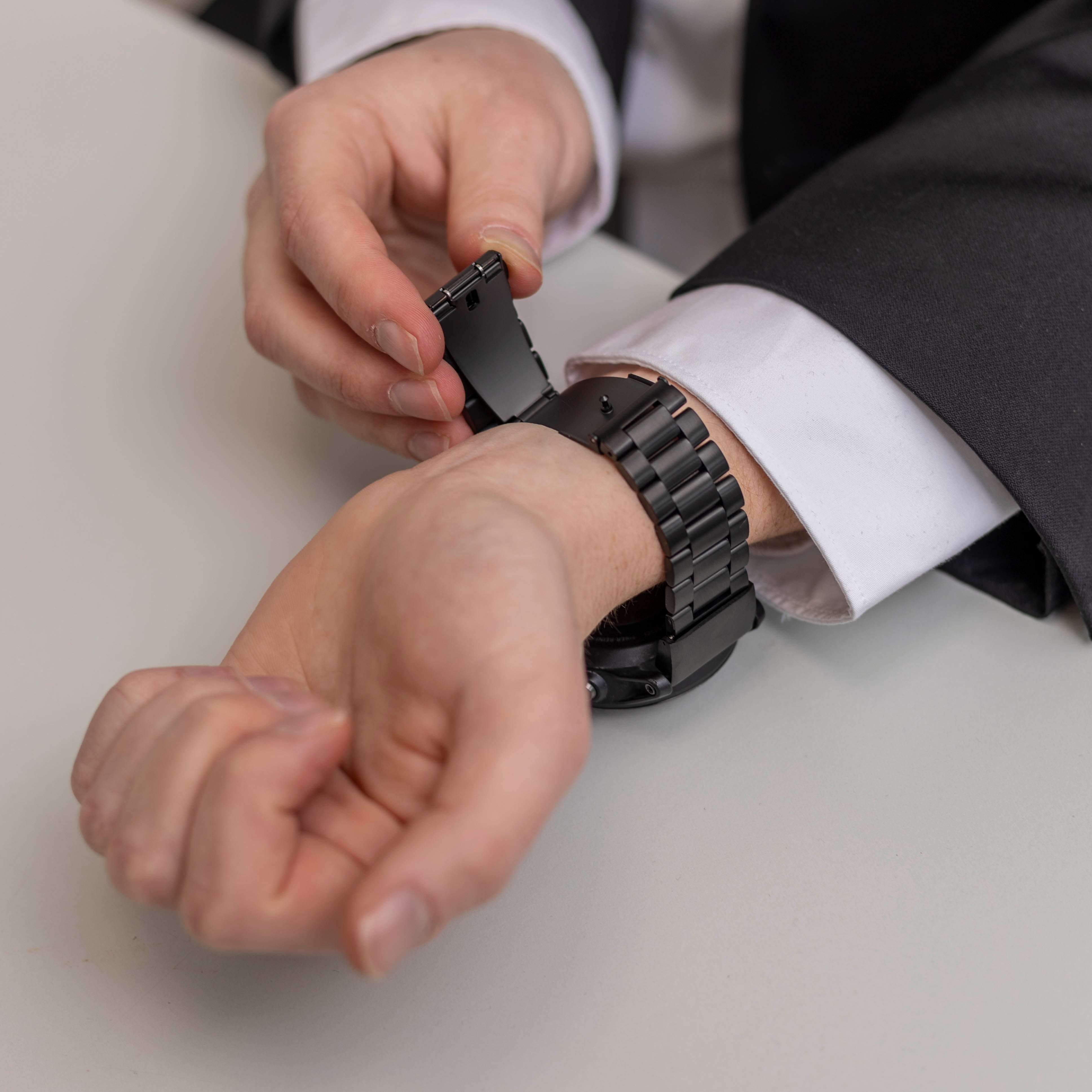 Bandz Bracelet acier 'Classic' Garmin Fenix 5x/6x (noir)