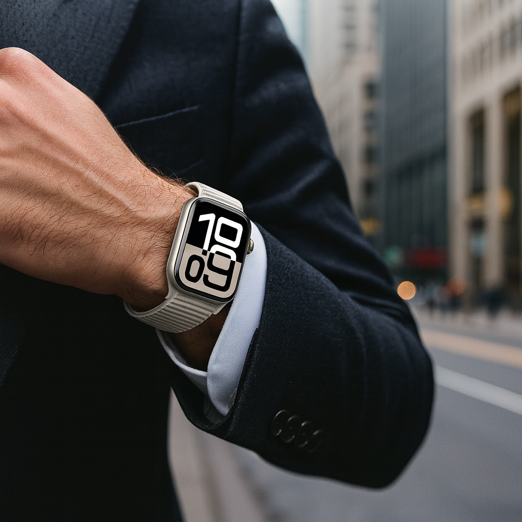 Bracelet nylon ondulé Apple Watch Ultra (lumière stellaire)