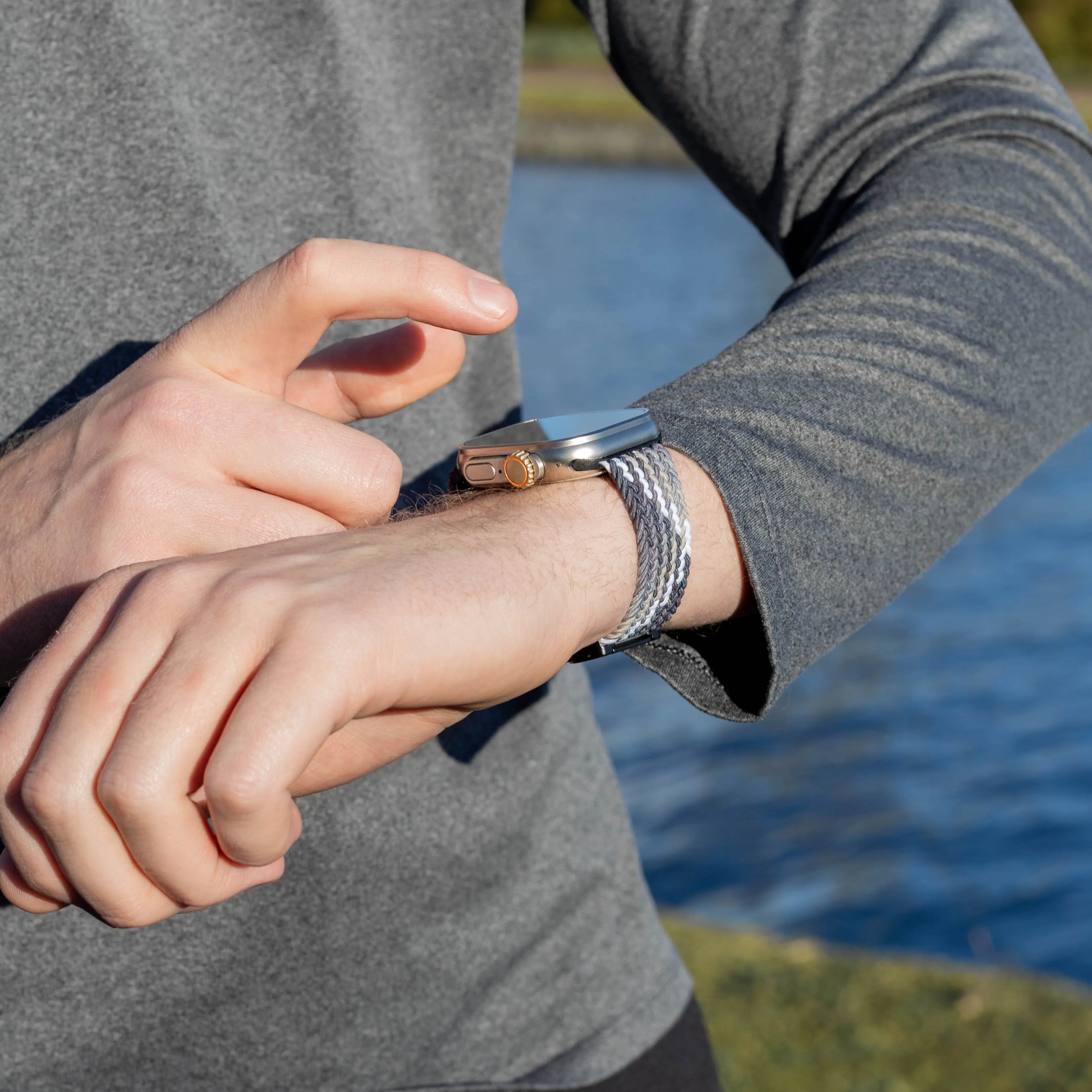 Bandz Bracelet nylon tressée avec P-buckle Apple Watch (mandala noir) 