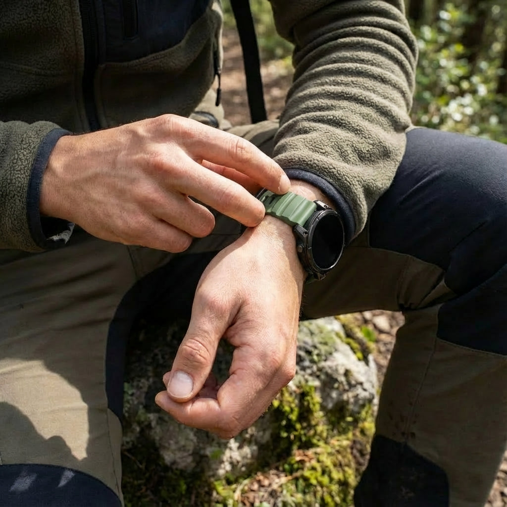Bracelet silicone trail Garmin Approach S70 - 47mm (verte foncé)
