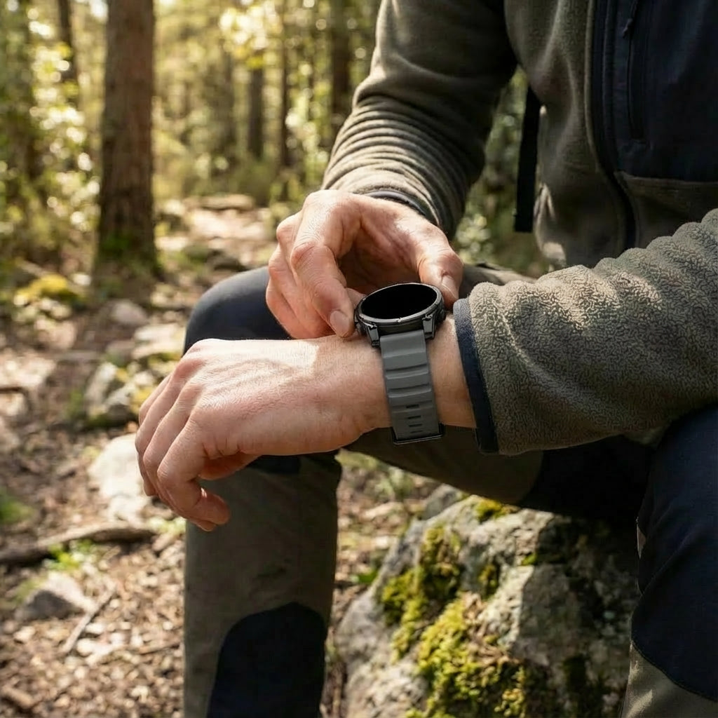 Bracelet silicone trail Garmin Approach S70 - 47mm (gris foncé)