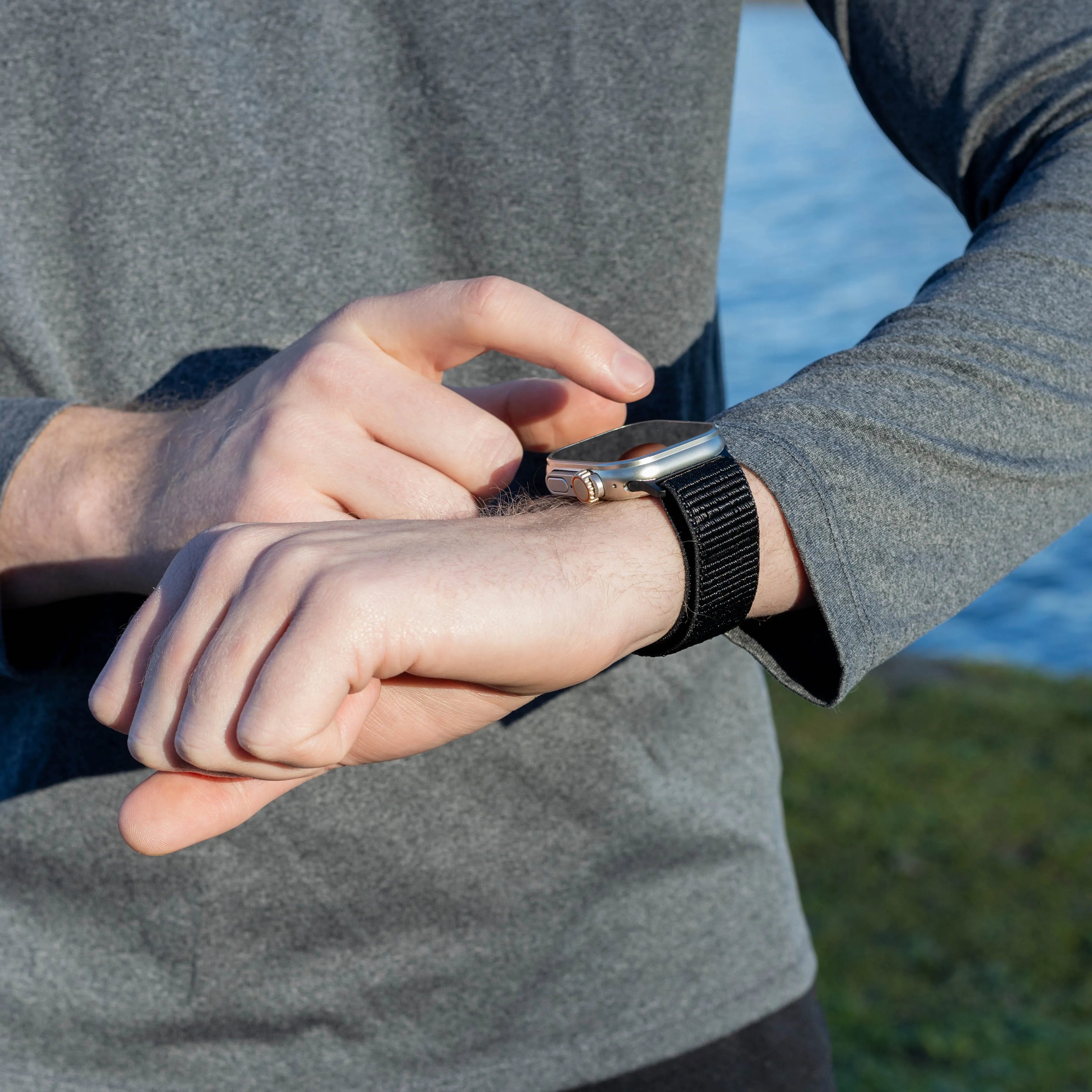 Bandz Bracelet nylon 'Classique' avec P-buckle Apple Watch (noir)