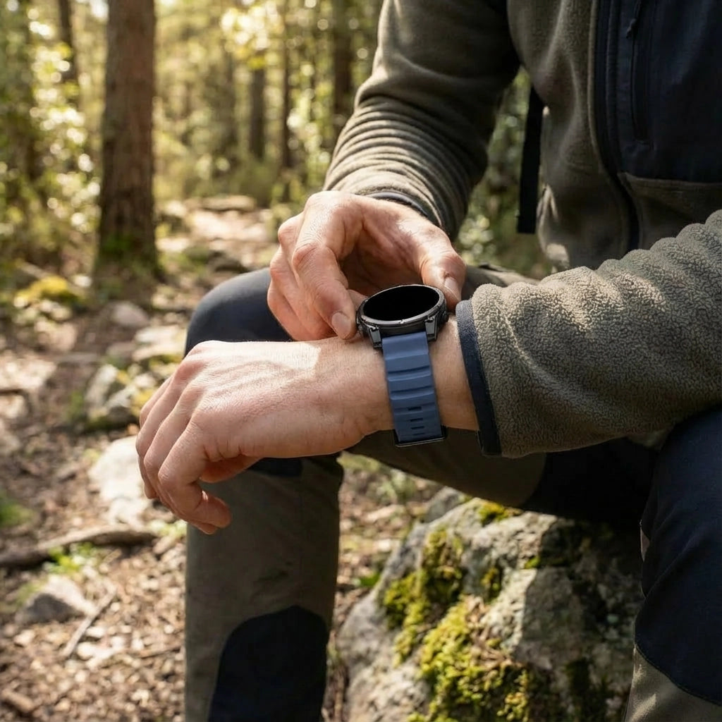 Bracelet silicone trail Garmin Approach S70 - 47mm (bleu foncé)