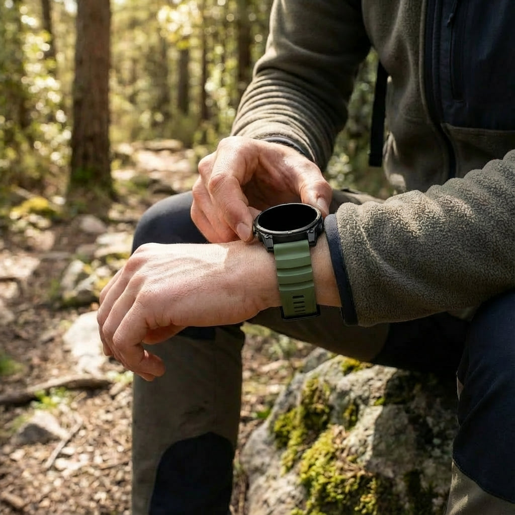Bracelet silicone trail Garmin Approach S70 - 47mm (verte foncé)