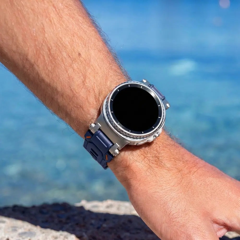 Samsung Galaxy Watch 8 - 40mm 'Explorer' Silicone Strap (Blue with Titanium)