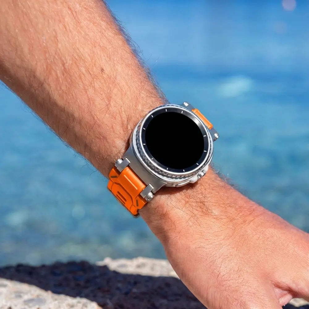 Samsung Galaxy Watch 8 Classic 'Explorer' Silicone Strap (Orange with Titanium)