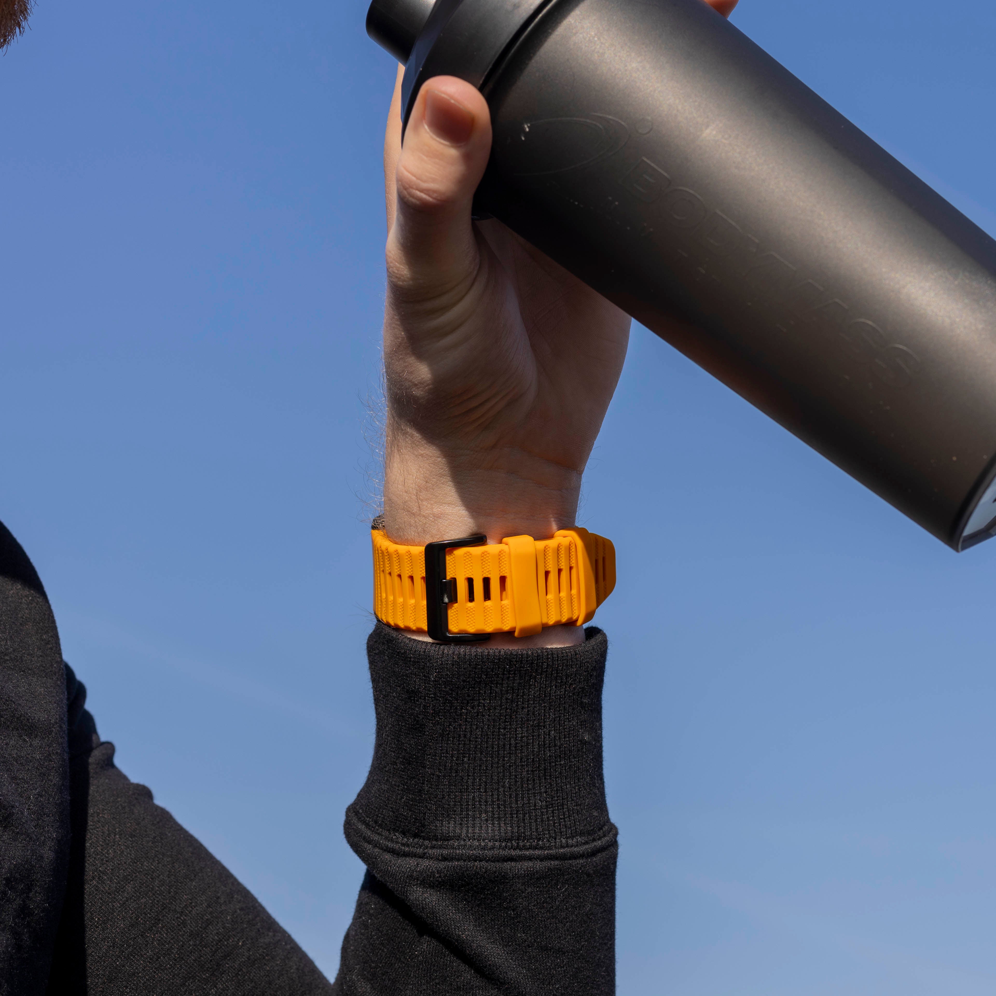 Bandz Bracelet en silicone avec boucle Garmin Quatix 3 / 6x / 7x Solar (orange)
