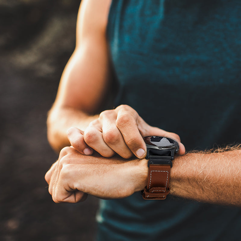 Garmin Forerunner 970 Premium Leather Strap (Dark Brown)